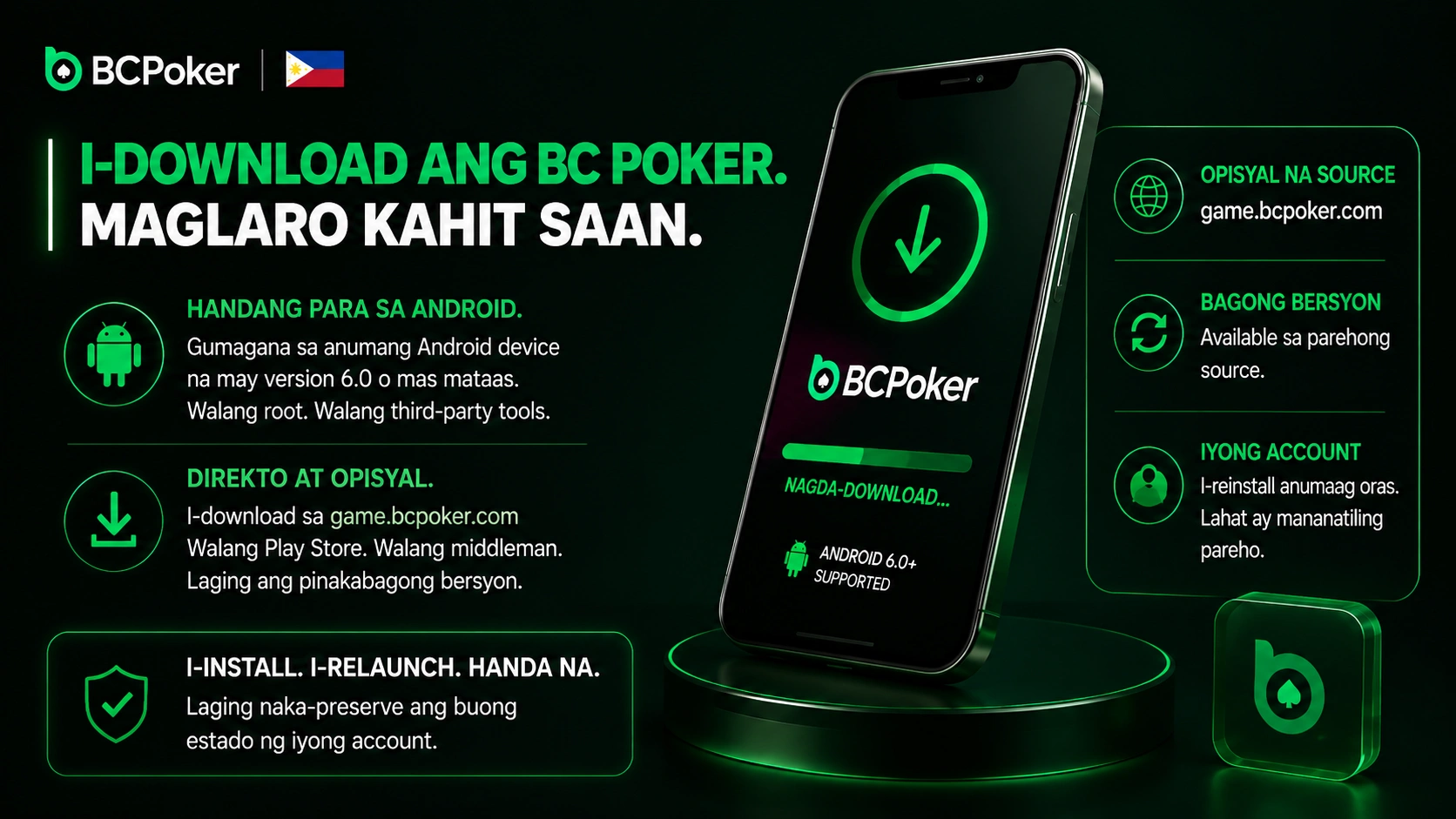 Mabilis na login at agad na access sa BC Poker